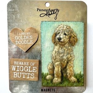 GOLDEN DOODLE Memo Magnet Set DOODLE Artwork Home Office Puppy Dog Lovers Gifts